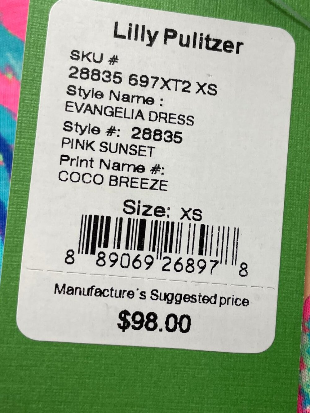 NWT Lilly Pulitzer Pink Print Evangelia Dress Size XS - Picture 9 of 9